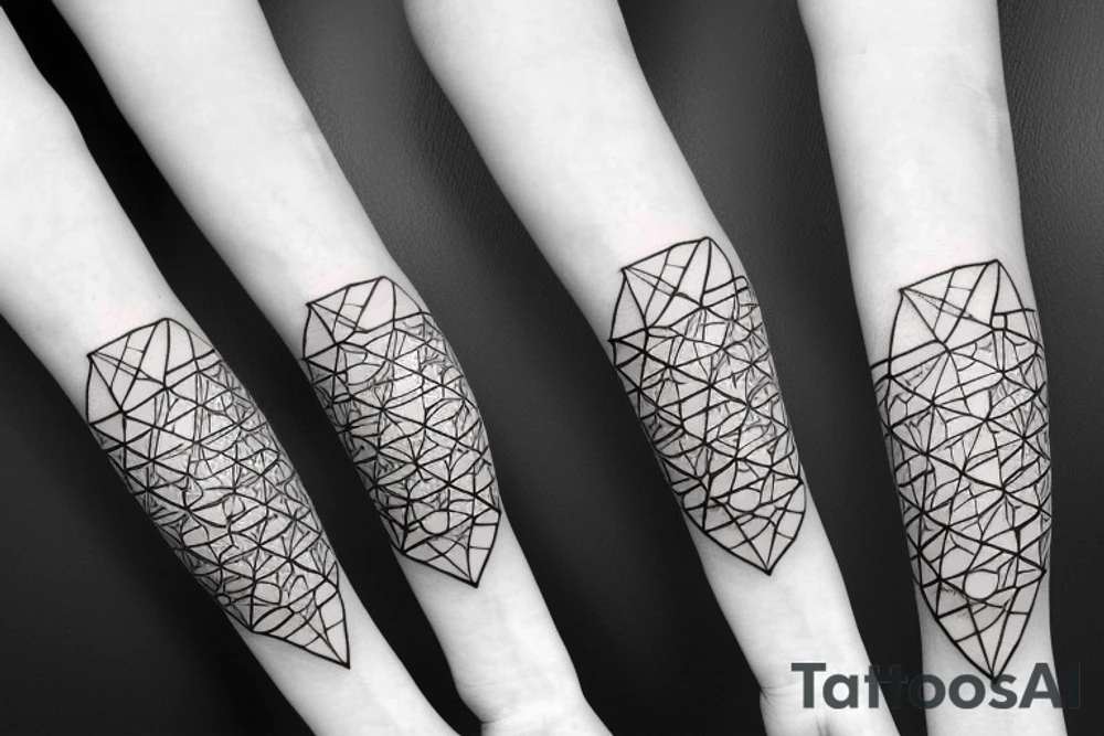 Circle triangle dot line arm sleeve tattoo idea