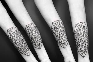 Circle triangle dot line arm sleeve tattoo idea