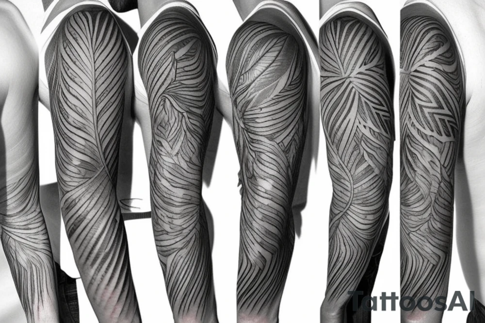 Feather sleeve tattoo idea
