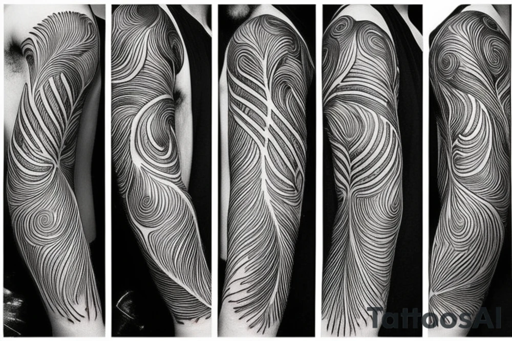 Feather sleeve tattoo idea