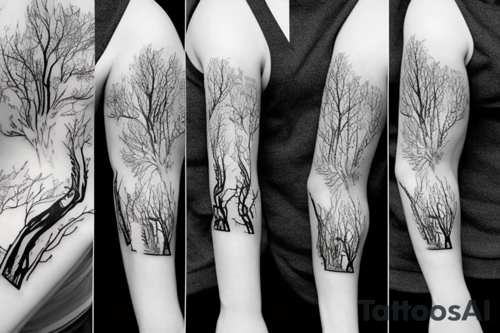 Dead forest sleeve tattoo idea