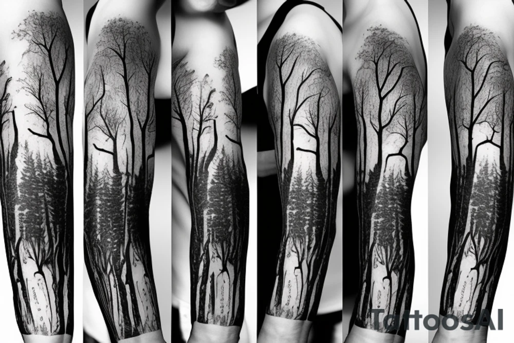 Dead forest sleeve tattoo idea