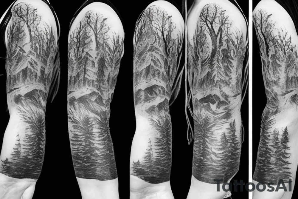 Dead forest sleeve tattoo idea