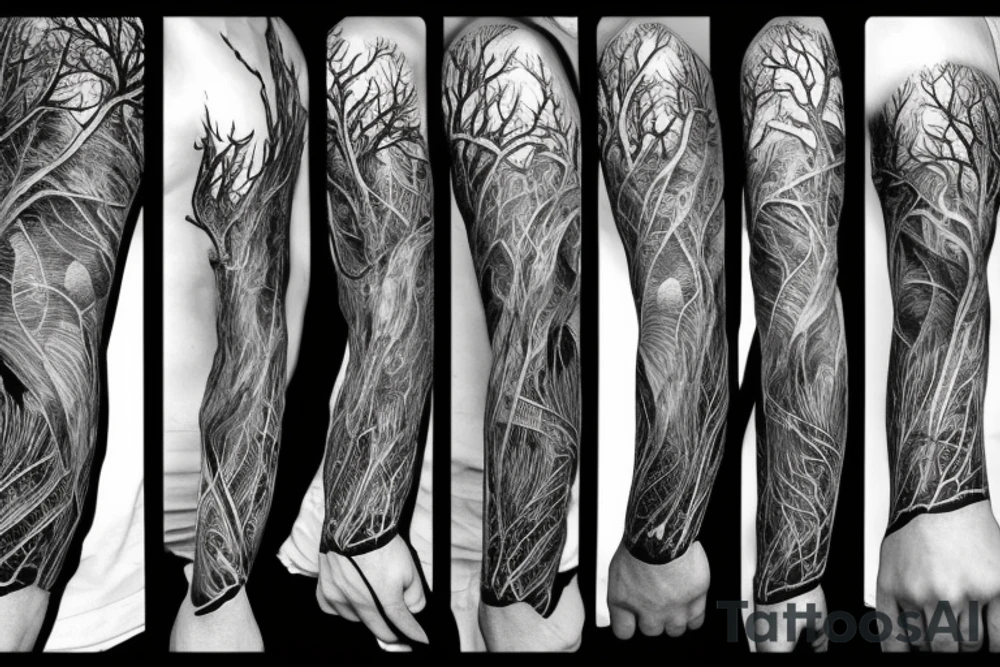 Dead forest sleeve tattoo idea