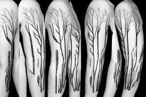 Dead forest sleeve minimal lines tattoo idea