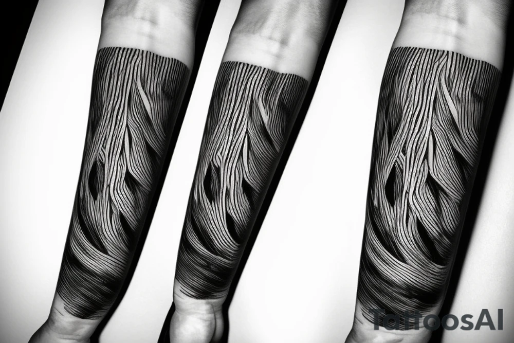 Dead forest sleeve minimal lines tattoo idea