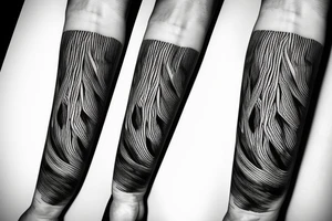 Dead forest sleeve minimal lines tattoo idea