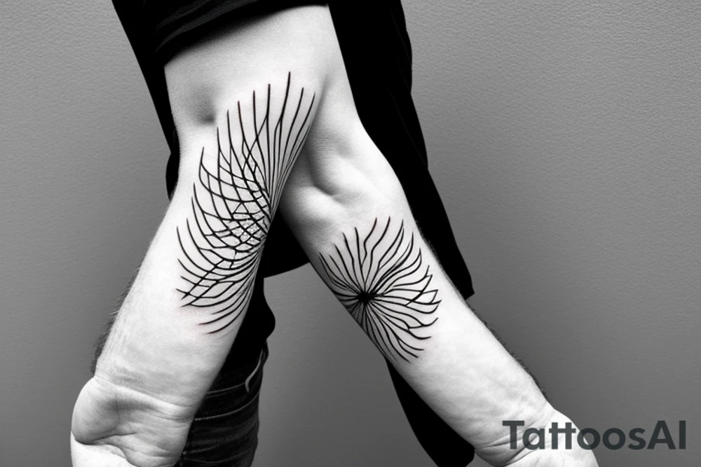 Dead forest arm sleeve minimal lines tattoo idea