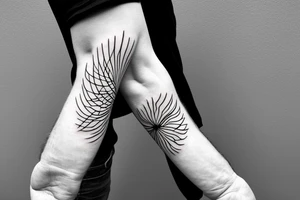 Dead forest arm sleeve minimal lines tattoo idea