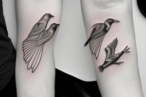 Bird flying over ocean arm sleeve tattoo idea