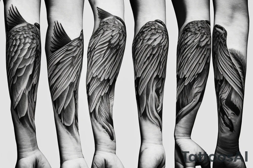 Bird flying over ocean arm sleeve tattoo idea