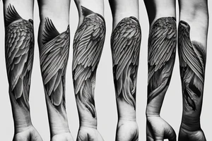 Bird flying over ocean arm sleeve tattoo idea