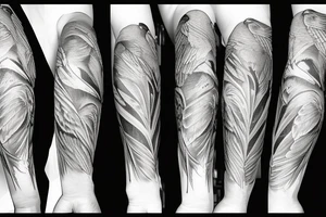 Bird flying over ocean arm sleeve tattoo idea