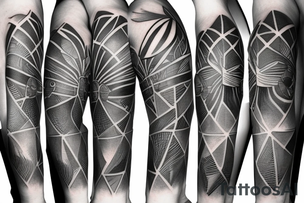 Bird flying over ocean arm sleeve tattoo idea