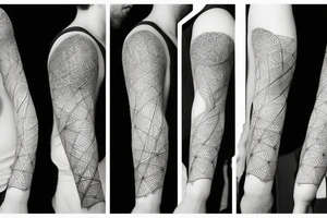 Tree of life arm sleeve minimal lines tattoo idea