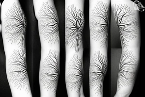 Tree of life arm sleeve minimal lines tattoo idea