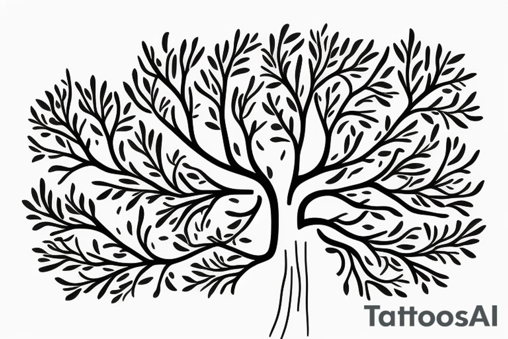 Tree of life arm sleeve minimal lines tattoo idea