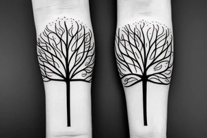 Tree of life arm sleeve minimal lines tattoo idea