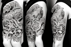Love and hate full arm sleeve tattoo idea