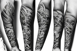 Love and hate full arm sleeve tattoo idea
