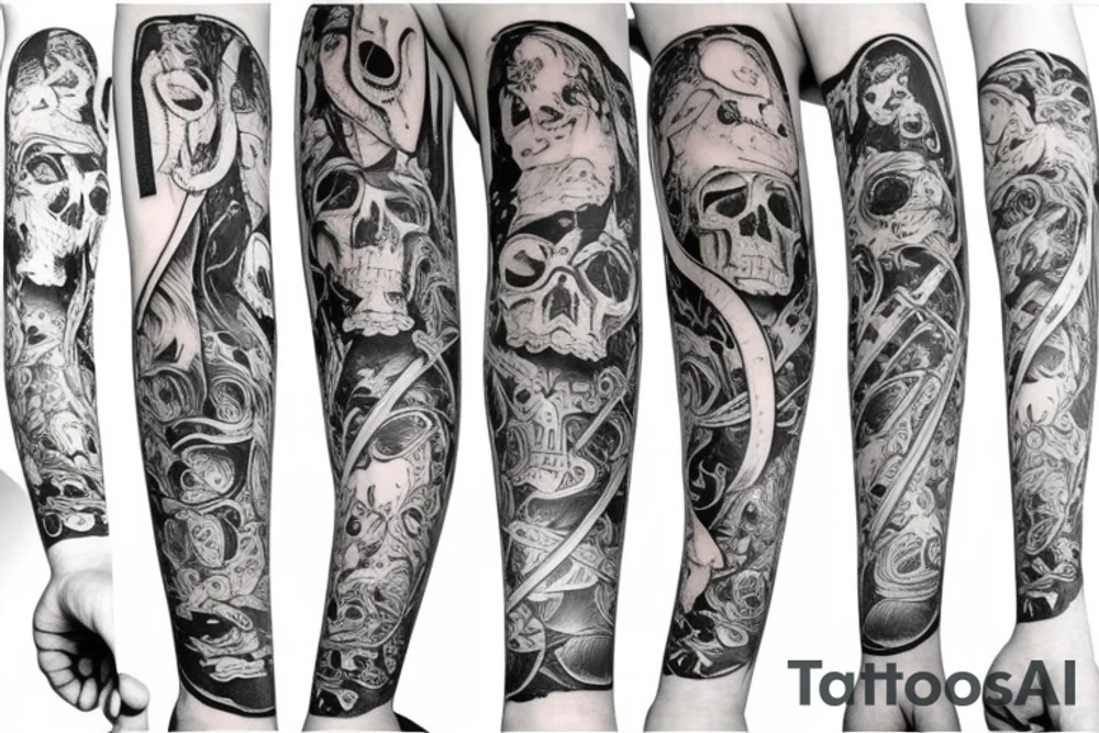 Death arm sleeve tattoo idea