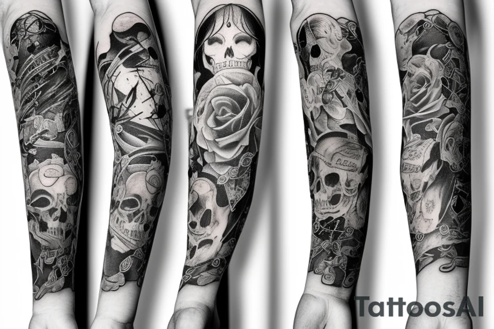 Death arm sleeve tattoo idea