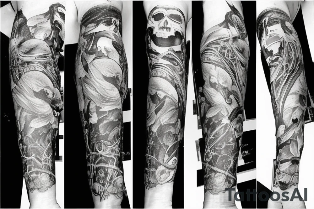 Death arm sleeve tattoo idea