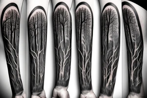Dead forest with path sleeve tattoo idea