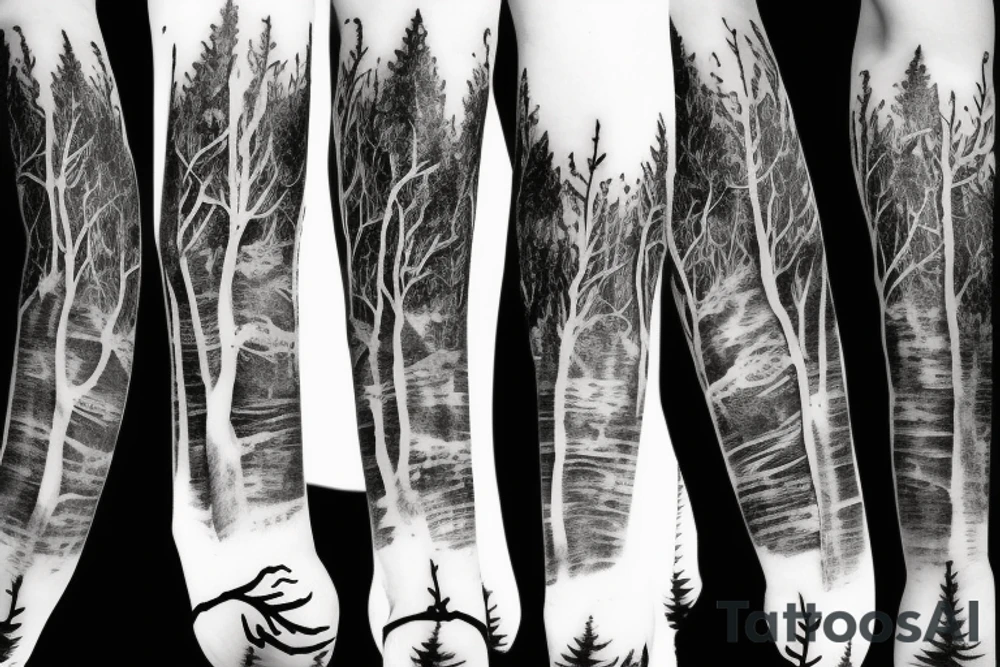 Dead forest with path sleeve tattoo idea
