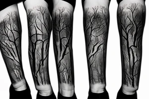 Dead forest with path sleeve tattoo idea