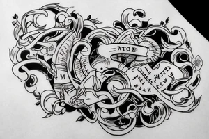 Simple tattoo with east line work based off lyric “like a team of mules pulling hell from its hinges” tattoo idea