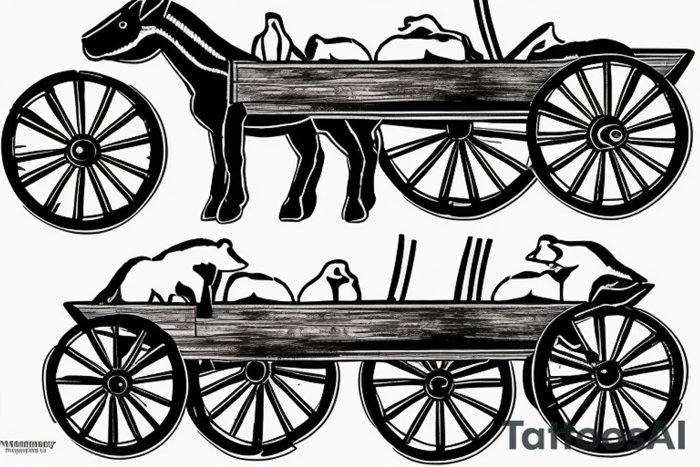 Two mules pulling a wagon tattoo idea