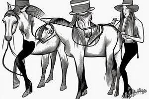 Two mules working to pull. With no people. Less shading and more line work tattoo idea