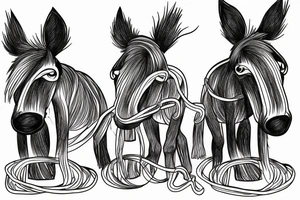 Two mules struggling to pull. With no people. Less shading and more line work tattoo idea