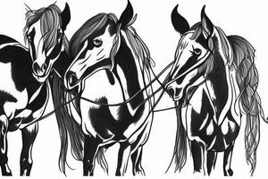 Two mules working as a team but struggling to pull. With no people. Less shading and more line work tattoo idea