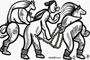 Two mules working as a team but struggling to pull. With no people. Less shading and more line work tattoo idea