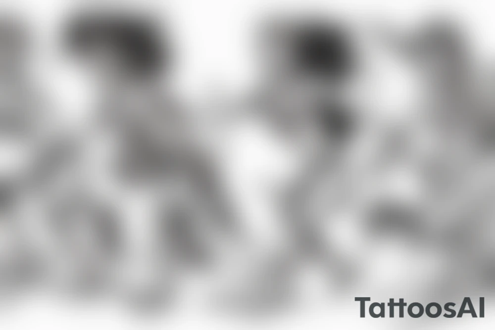 Two mules working as a team but struggling to drag something. With no people. Less shading and more line work tattoo idea