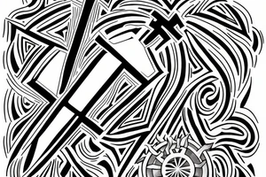 Christian Cross, Geometric, Back Tattoo, God Creating David tattoo idea
