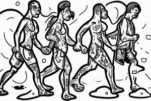 Two strong mules working as a team but struggling to drag something. With no people. Less shading and more line work tattoo idea