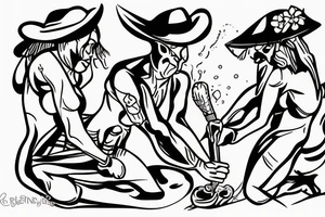 Two strong mules working as a team but struggling to drag something. With no people. Less shading and more line work tattoo idea