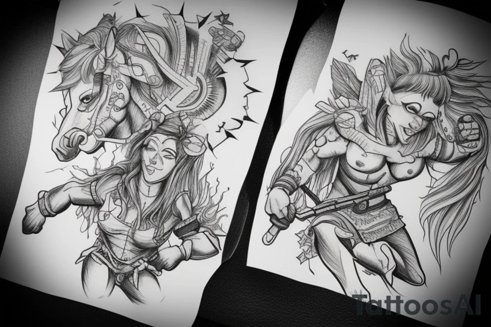 Two strong mules working tirelessly as a team to accomplish a goal. Less shading and more line work tattoo idea