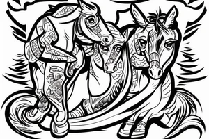 Two strong mules working tirelessly as a team to accomplish a goal. Less shading and more line work tattoo idea