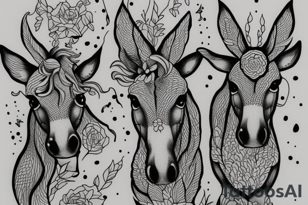 Two strong mules working tirelessly as a team to accomplish a goal. Less shading and more line work tattoo idea