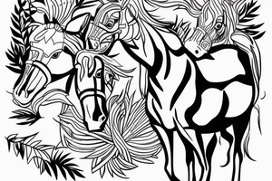 Two strong mules working tirelessly as a team to accomplish a goal. The mules will be facing in the same direction.  Less shading and more line work tattoo idea
