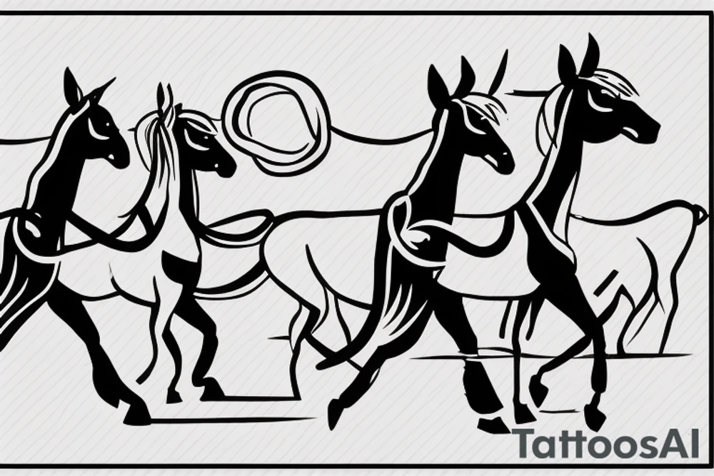 Two strong mules working tirelessly as a team to accomplish a goal. The mules will be facing in the same direction.  Less shading and more line work tattoo idea