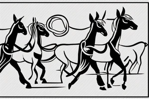 Two strong mules working tirelessly as a team to accomplish a goal. The mules will be facing in the same direction.  Less shading and more line work tattoo idea