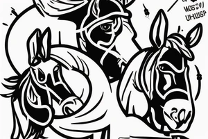 Two strong mules working tirelessly as a team to accomplish a goal. The mules will be facing in the same direction.  Less shading and more line work tattoo idea