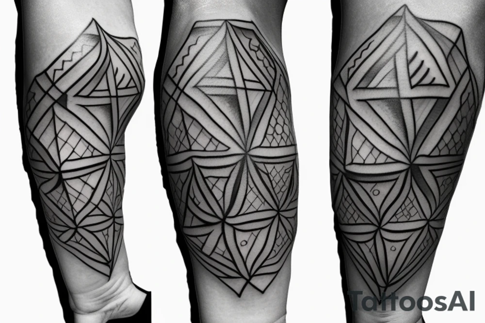 3 Crosses Back Tatoo, Surrounded by Sacred Geometry tattoo idea