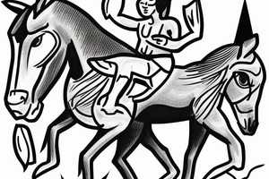 Two strong mules working tirelessly as a team to accomplish a goal. The mules will be facing in the same direction.  Less shading and more line work tattoo idea