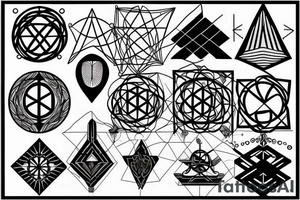 3 Christian Crosses Back Tatoo, Surrounded by Sacred Geometry tattoo idea